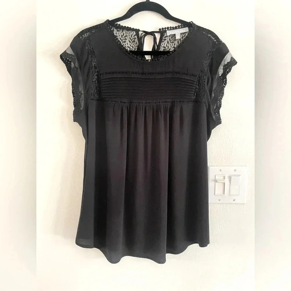 Daniel Rainn Tops - Daniel Rainn Black Lace Contemporary Modern Boho Work Going Out Blouse Womens Lg